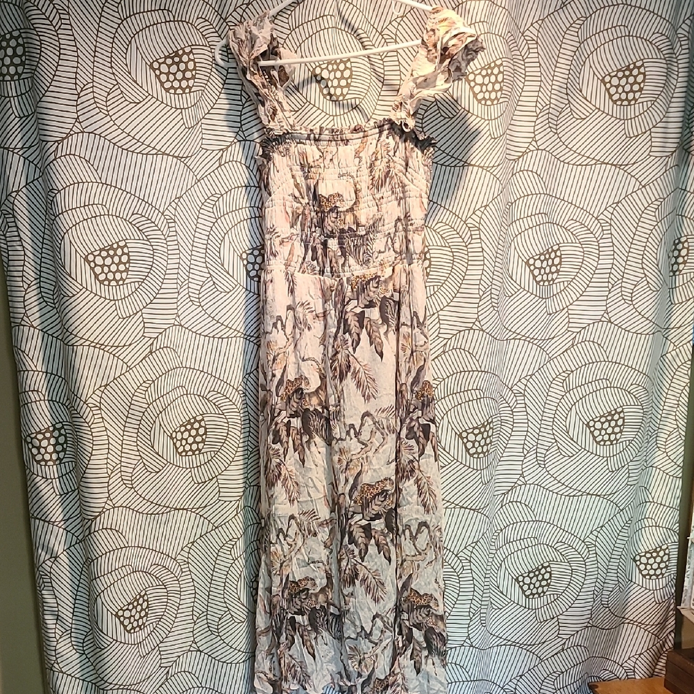 All Saints Beige Maxi Sundress Sleeveless Scoop Neck